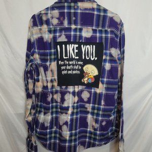 Family Guy Stewie Upcycle Flannel Shirt Bleached … - image 1